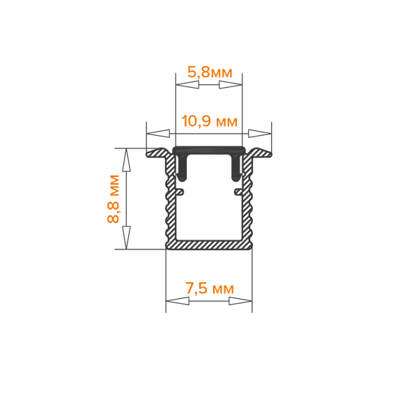 Профиль для светодиодной ленты Wolta WAP-S-11/9/2000-A