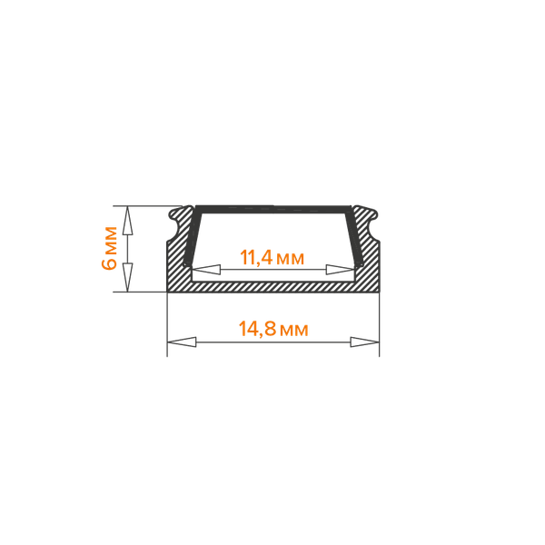 Профиль для светодиодной ленты Wolta WAP-S-16/6/2000-BW