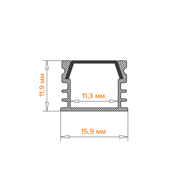 Профиль для светодиодной ленты Wolta WAP-S-16/12/2000-A