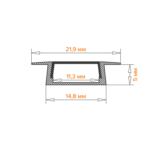 Профиль для светодиодной ленты Wolta WAP-I-22/6/2000-A
