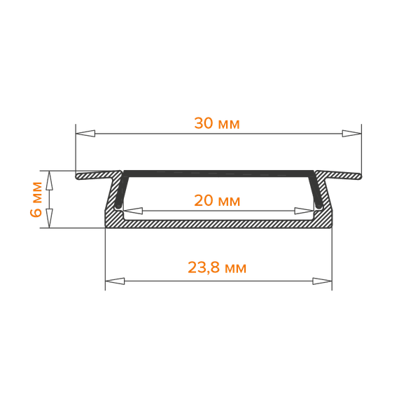 Профиль для светодиодной ленты Wolta WAP-I-30/6/2000-A