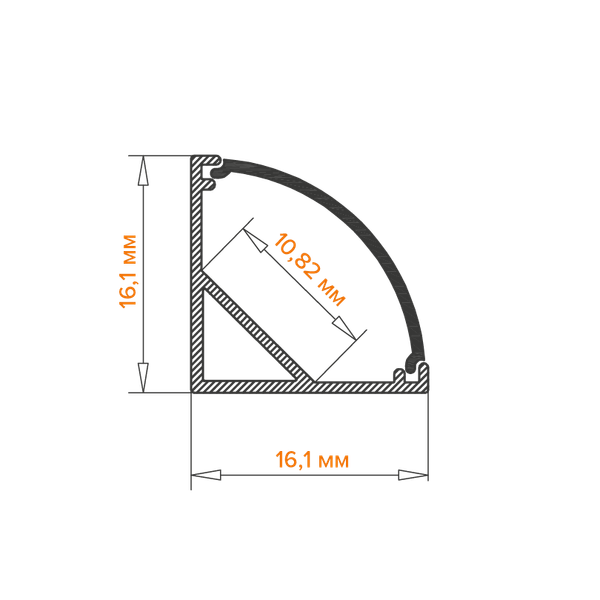 Профиль для светодиодной ленты Wolta WAP-S-16/16/2000-B
