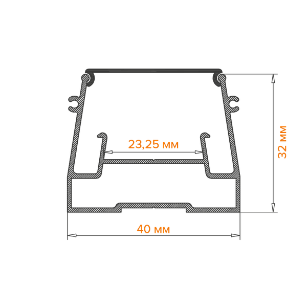 Профиль для светодиодной ленты Wolta WAP-S-40/32/2000-A