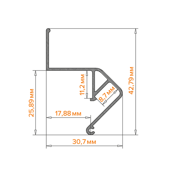 Профиль для светодиодной ленты Wolta WAP-I-30/43/3000-A