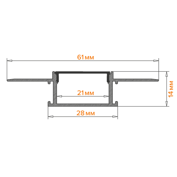 Профиль для светодиодной ленты Wolta WAP-I-61/14/3000-A