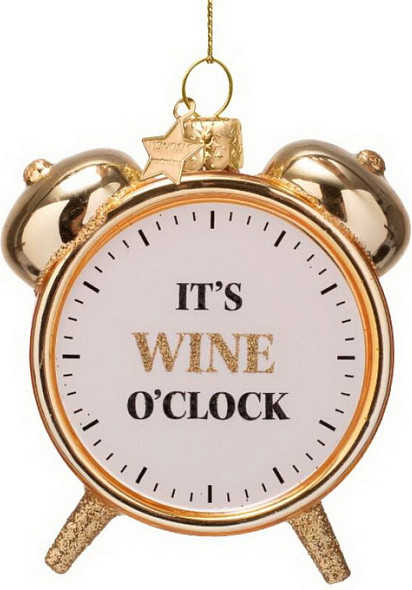 Елочная игрушка Vondels Будильник. It's wine o'clock / 2250101090013 - фото