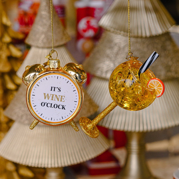 Елочная игрушка Vondels Будильник. It's wine o'clock / 2250101090013