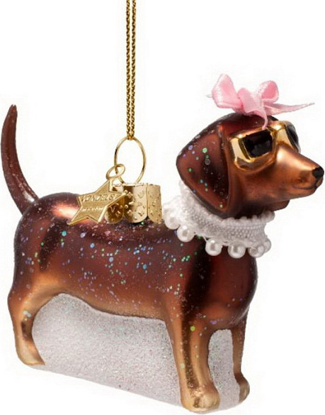 Елочная игрушка Vondels Собачка с жемчужным ожерельем / 4250604050086