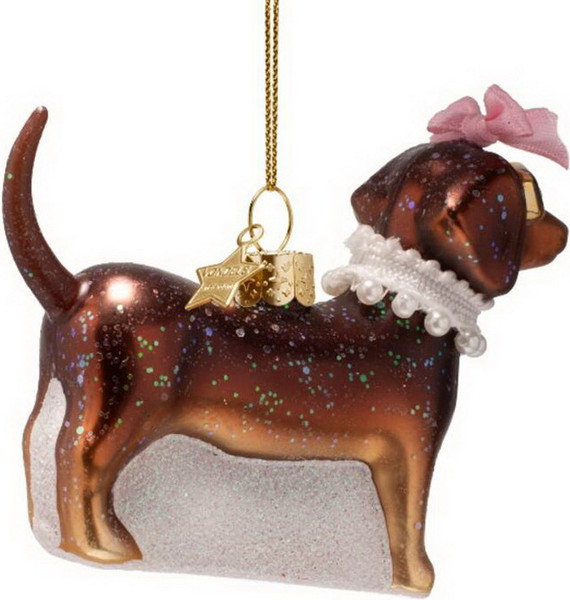 Елочная игрушка Vondels Собачка с жемчужным ожерельем / 4250604050086