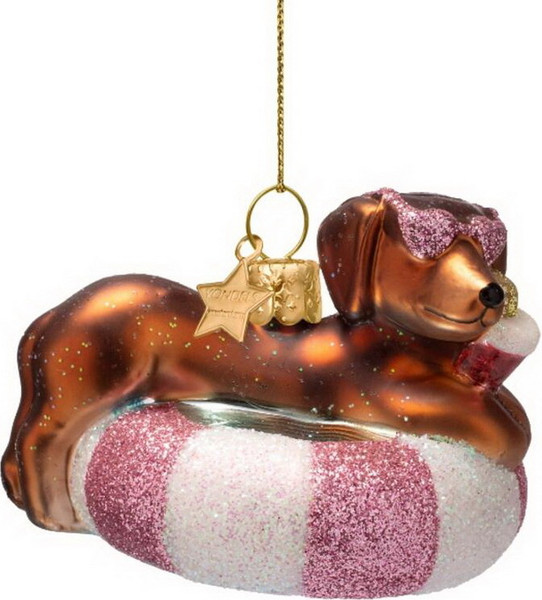 Елочная игрушка Vondels Такса на надувном круге / 1250999070013