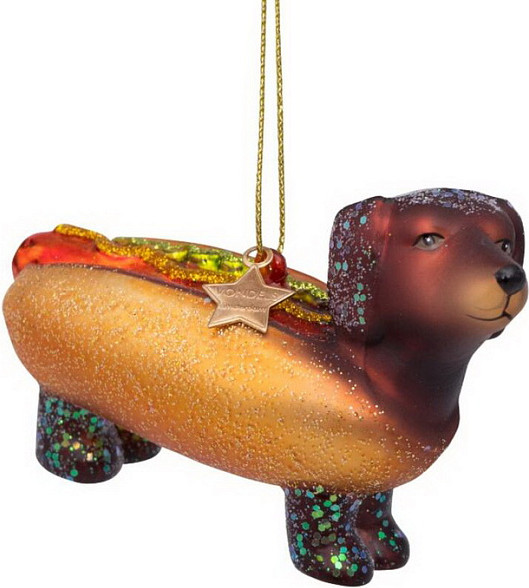 Елочная игрушка Vondels Такса хот-дог / 2202250060010 - фото