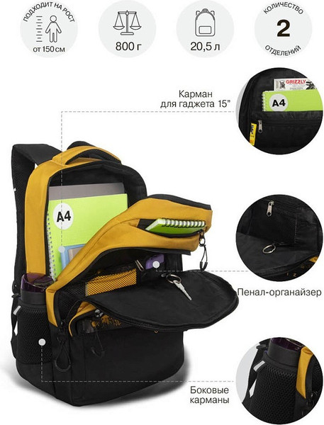 Школьный рюкзак Grizzly RU-630-2