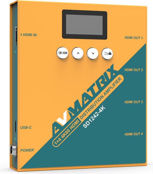 Передатчик видеосигнала Avmatrix SD1242-4K 1x4 4K60 HDMI / 33028