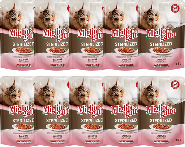 Влажный корм для кошек Miglior Sterilized Кусочки в желе с лососем - фото