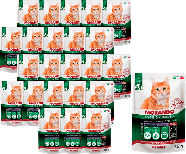 Влажный корм для кошек Morando Tradizioni It с говядиной и овощами, кусочки в соусе - фото