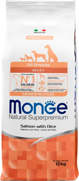 Сухой корм для собак Monge Speciality Line Monoprotein Adult с лососем и рисом - фото