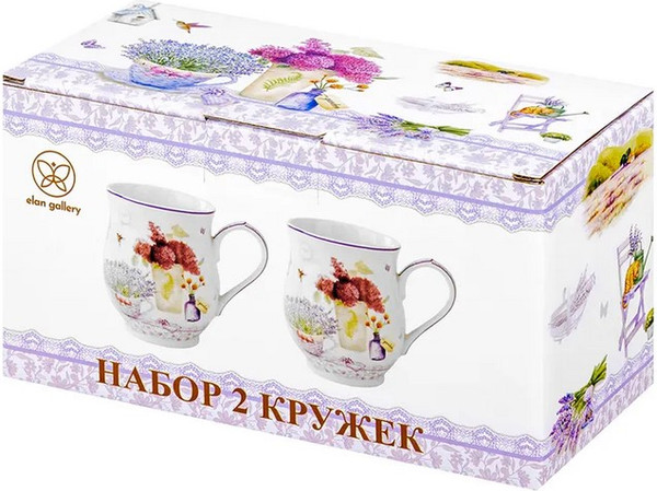 Набор кружек Elan Gallery Лаванда New Bone China / 420768