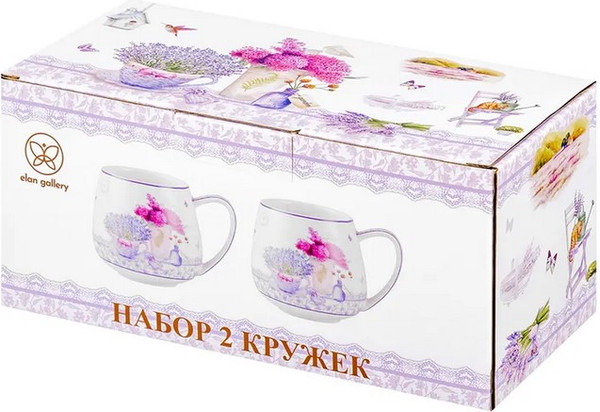Набор кружек Elan Gallery Лаванда New Bone China / 420771