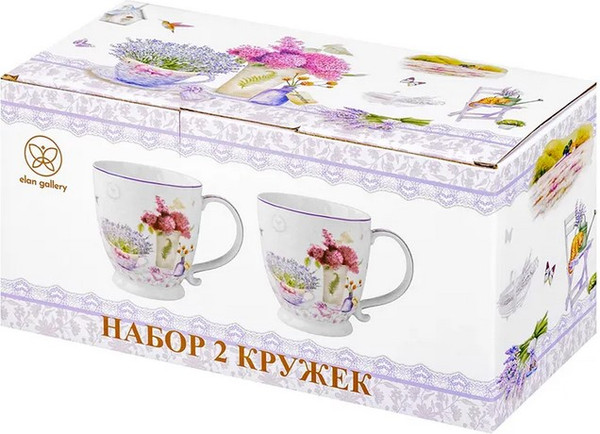 Набор кружек Elan Gallery Лаванда New Bone China / 420772