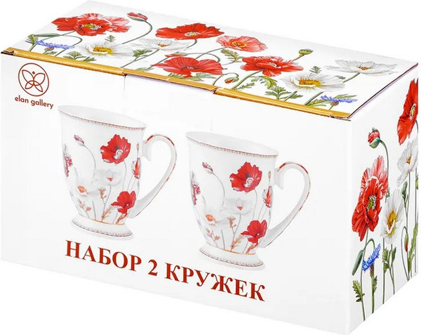 Набор кружек Elan Gallery Маки New Bone China / 420775