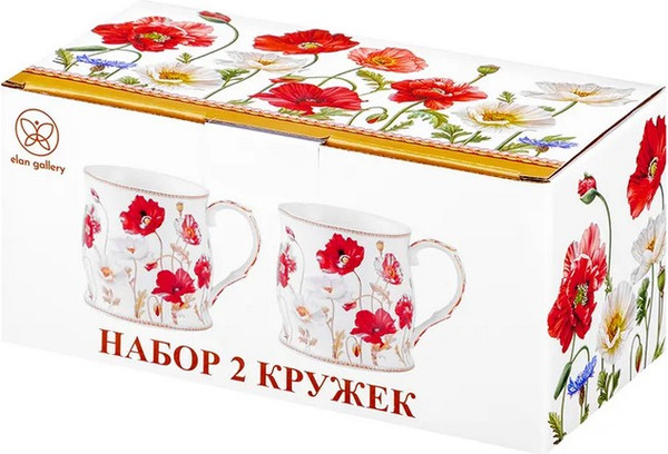 Набор кружек Elan Gallery Маки New Bone China / 420777