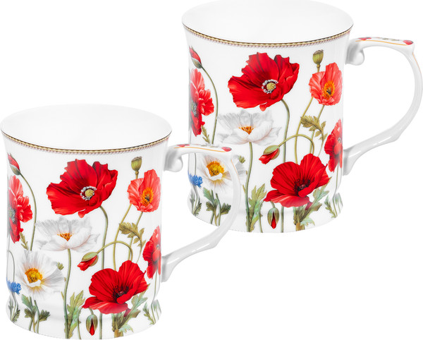 Набор кружек Elan Gallery Маки New Bone China / 420778 - фото