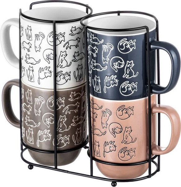 Набор кружек Elan Gallery Кошачья жизнь / 880229 - фото