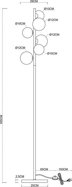 Торшер Arte Lamp A2243PN-6BK