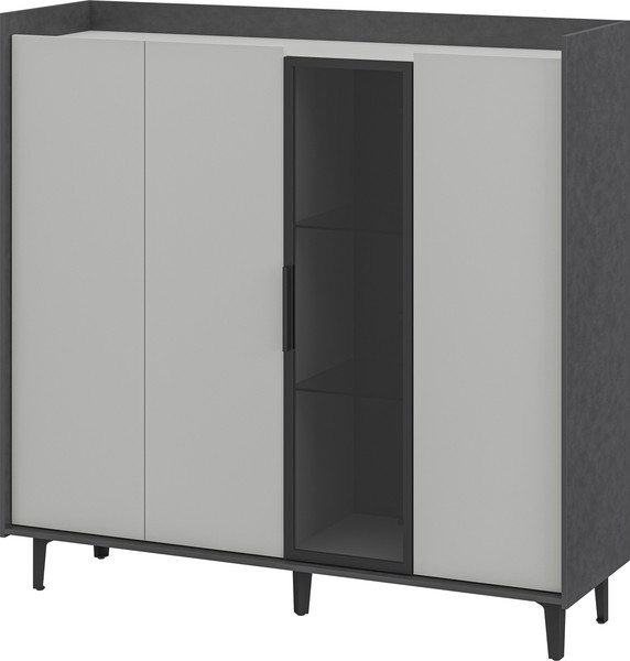 Шкаф с витриной ELVA Эссен NEM04HS-3D1V-1360/400/1310 (29) - фото