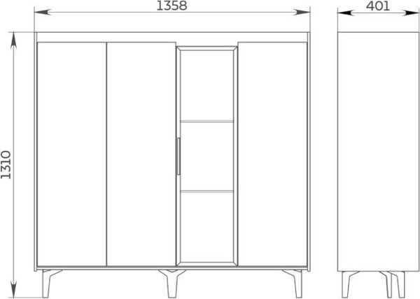 Шкаф с витриной ELVA Эссен NEM04HS-3D1V-1360/400/1310 (29)