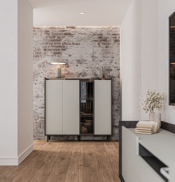 Шкаф с витриной ELVA Эссен NEM04HS-3D1V-1360/400/1310 (29)