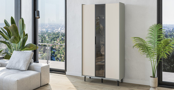 Шкаф с витриной ELVA Эссен NEM04HS-2D1V-930/400/1840 (30)