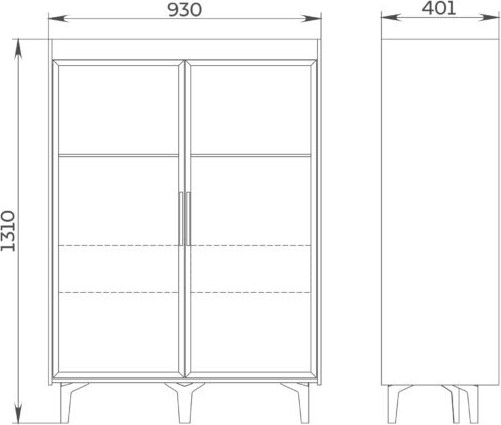Шкаф с витриной ELVA Эссен NEM04HS-2V1S-930/400/1310 (31)