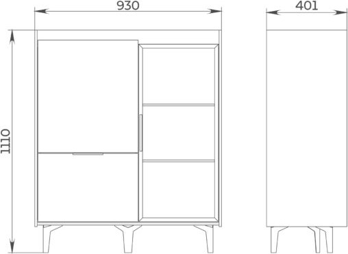 Тумба ELVA Эссен NEM04T-1D1V1S-930/400/1110 (31)