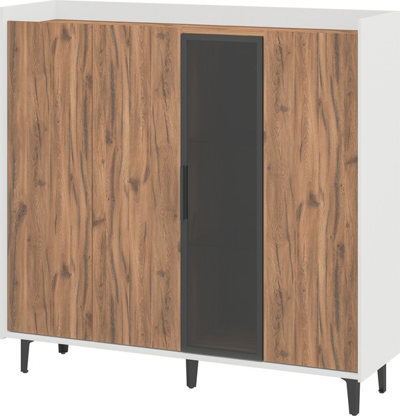 Шкаф с витриной ELVA Эссен NEM04T-3D1V-1360/400/1310 (31) - фото