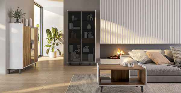 Шкаф с витриной ELVA Эссен NEM04T-3D1V-1360/400/1310 (31)