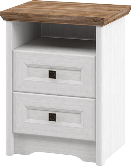 Прикроватная тумба ELVA Вилла NEM07T-2S-500/380/650 (04) (белый/дуб стирлинг) - фото