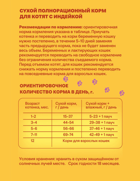 Сухой корм для кошек Хаппи Лаппи Для котят индейка