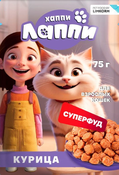 Влажный корм для кошек Хаппи Лаппи Курица - фото