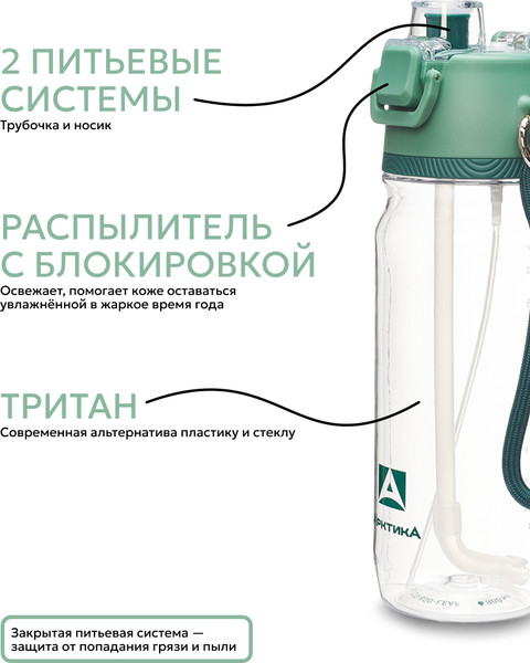 Бутылка для воды Арктика 723-800-LEAF