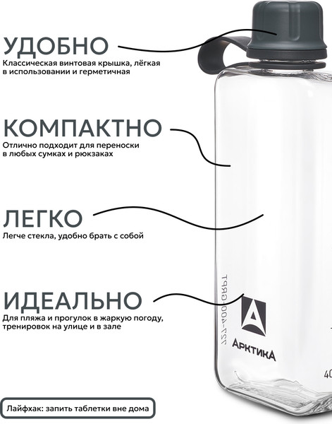 Бутылка для воды Арктика 727-400-GRPT