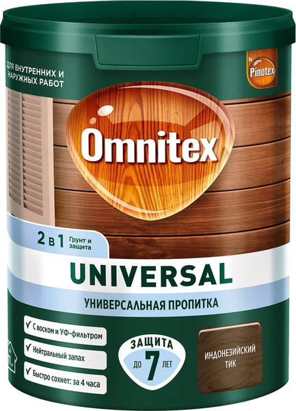 Пропитка для дерева Omnitex Universal 2в1 Индонез тик - фото
