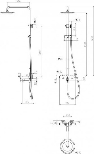 Душевая система со смесителем Grocenberg GB7099NK