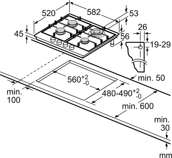 Газовая варочная панель Bosch PCH6A5I90