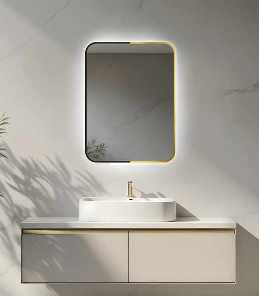 Зеркало Silver Mirrors Contrast Gold/Black-ТХ 60x80 / LED-00003107 - фото