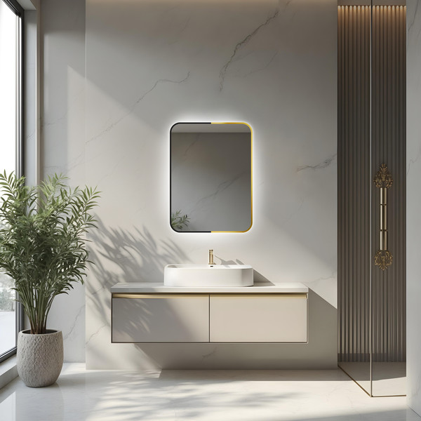 Зеркало Silver Mirrors Contrast Gold/Black-ТХ 60x80 / LED-00003107