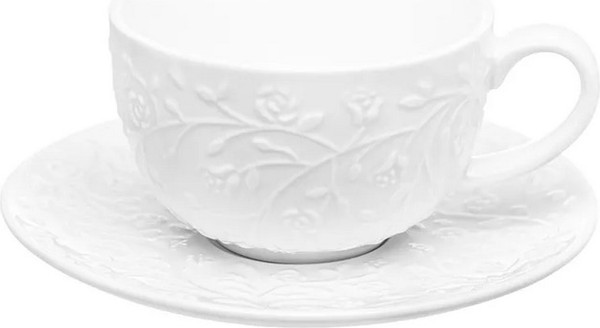 Чашка с блюдцем Elan Gallery Веточки-цветочки / 630058 - фото