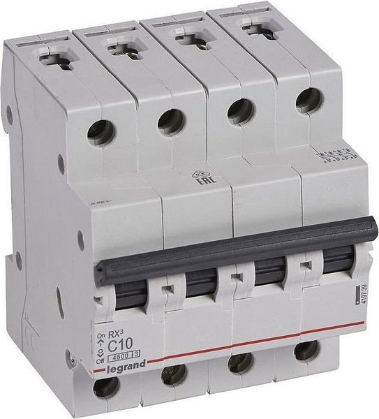 Выключатель автоматический Legrand RX3 4.5кА 10А 4П C / 419739 - фото