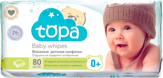 Влажные салфетки детские Topa 80шт - фото