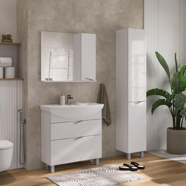 Шкаф с зеркалом для ванной Volna Pronto 80